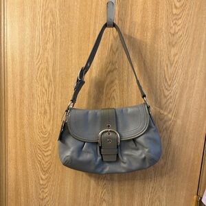 Coach Soho Pleated Gray Leather Flap Medium Bag